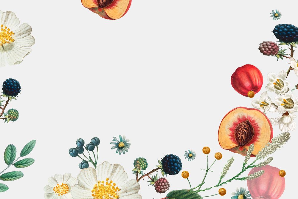 Flower peaches frame aesthetic background