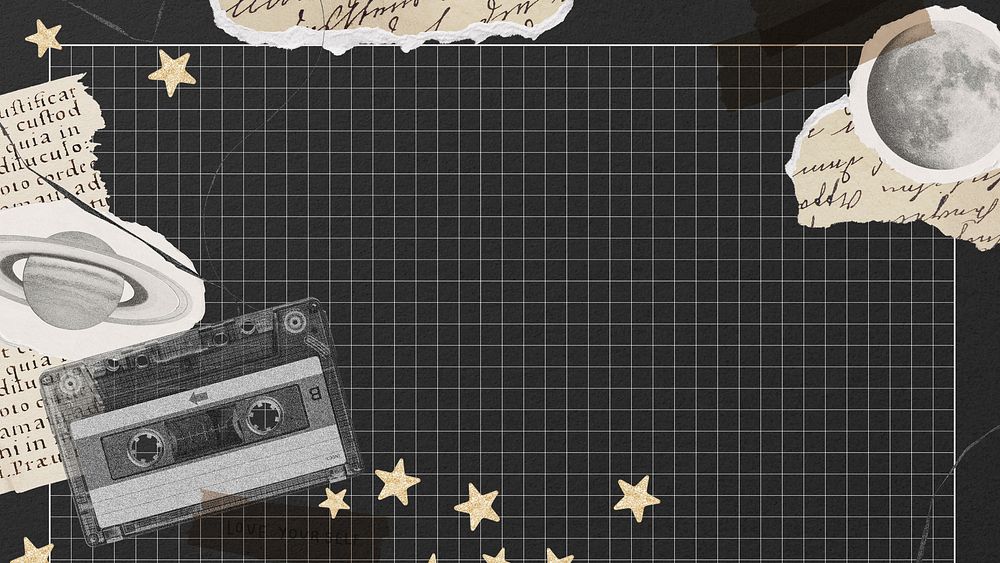 Vintage cassette tape Ephemera grid paper hd wallpaper