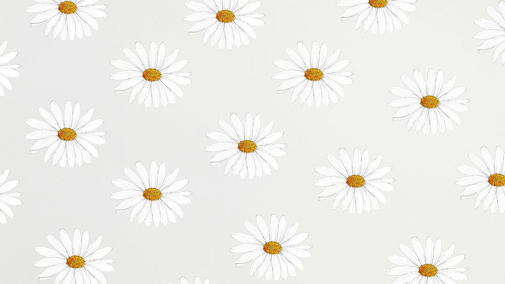 White flower patterned desktop wallpaper