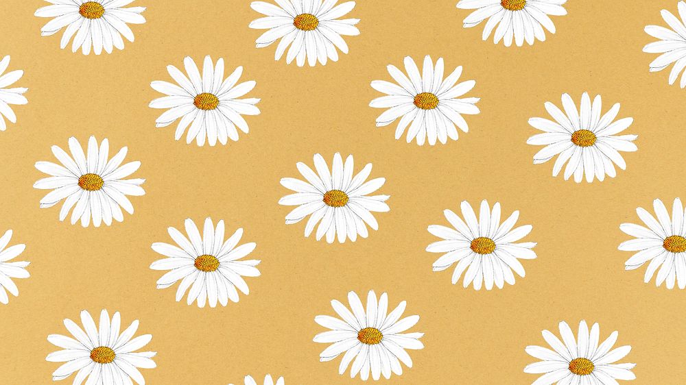 White flower patterned desktop wallpaper