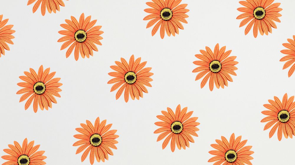 Orange flower patterned desktop wallpaper
