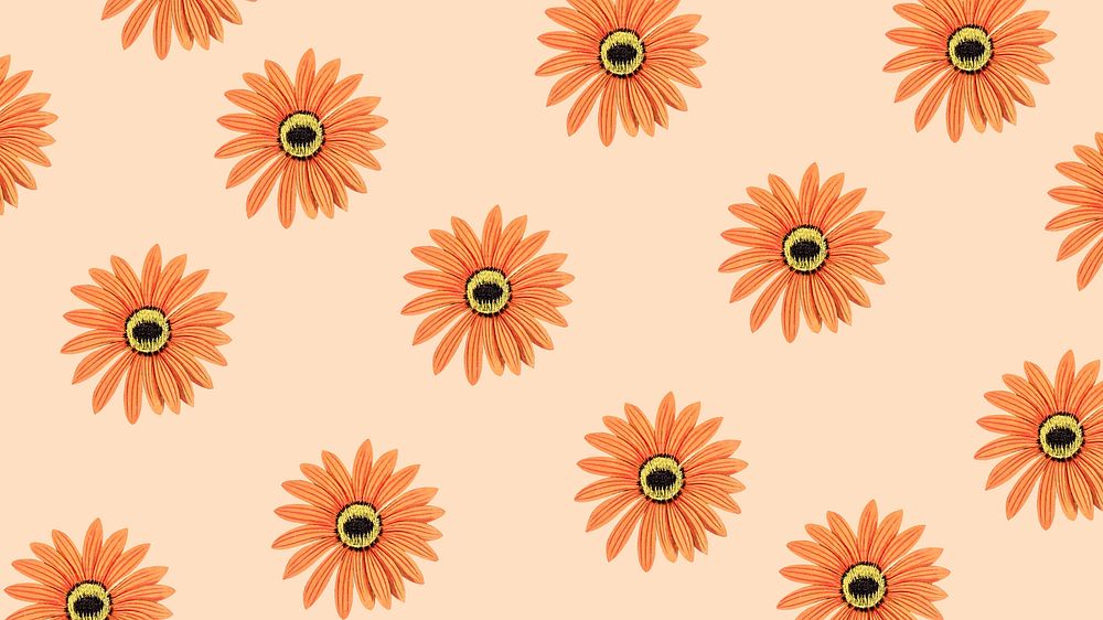 Orange flower patterned desktop wallpaper
