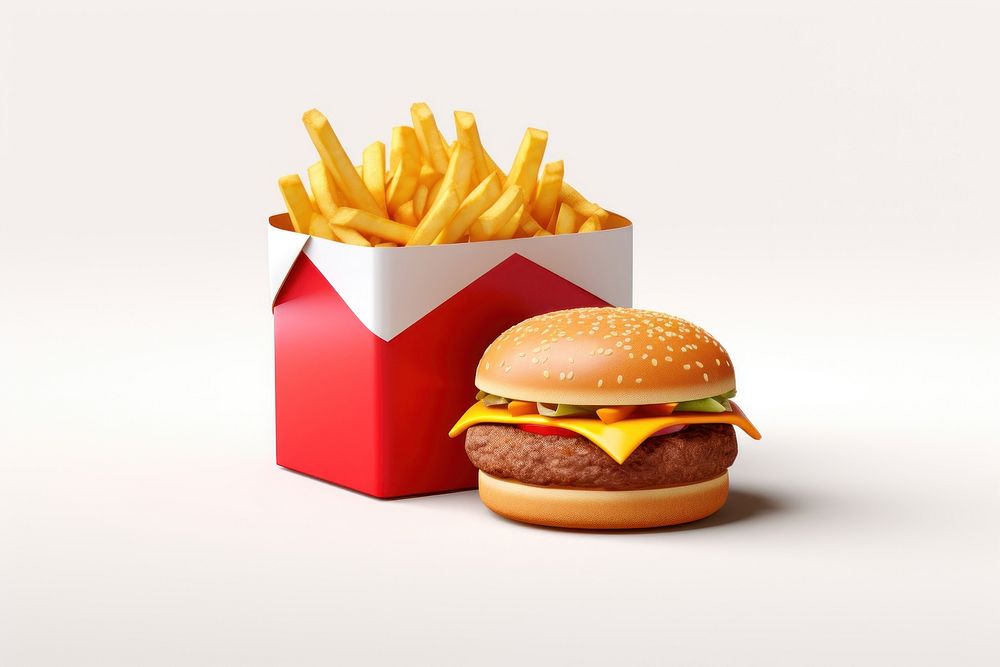 Hamburger fries food condiment. AI generated Image by rawpixel.