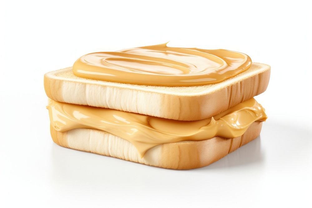 Peanut butter sandwich food white background peanut butter. AI generated Image by rawpixel.