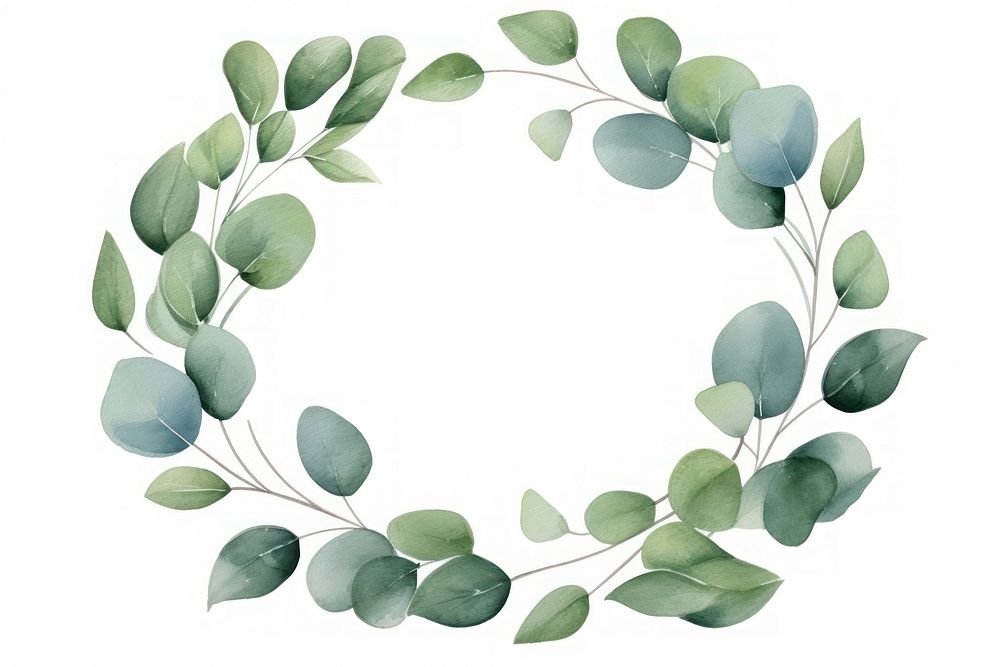 Eucalyptus circle leaf wreath plant dishware. AI generated Image by rawpixel.