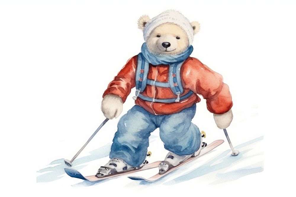 Polar bear skiing recreation footwear sports. AI generated Image by rawpixel.