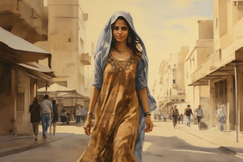 Young middle eastern woman portrait fashion walking. AI generated Image by rawpixel.