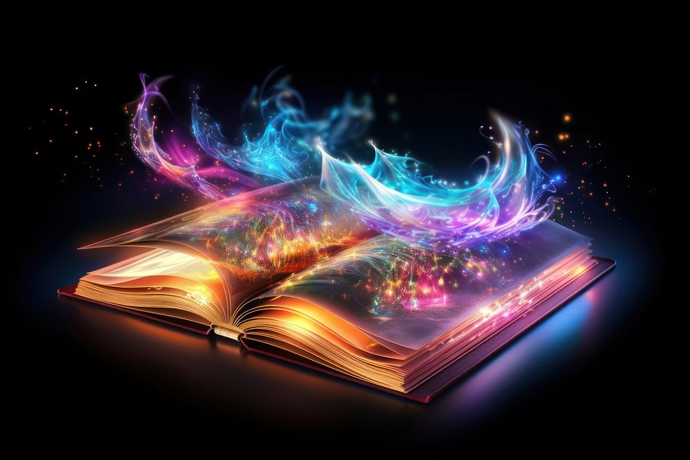 Magic book publication glowing light. AI generated Image by rawpixel.