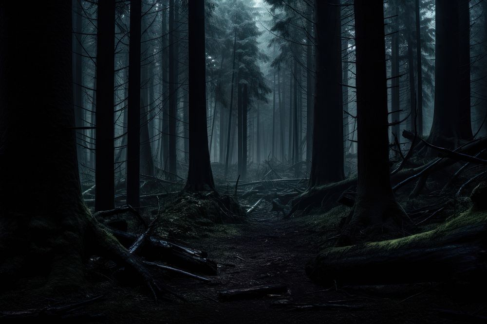 Dark forest tree land landscape. AI generated Image by rawpixel.