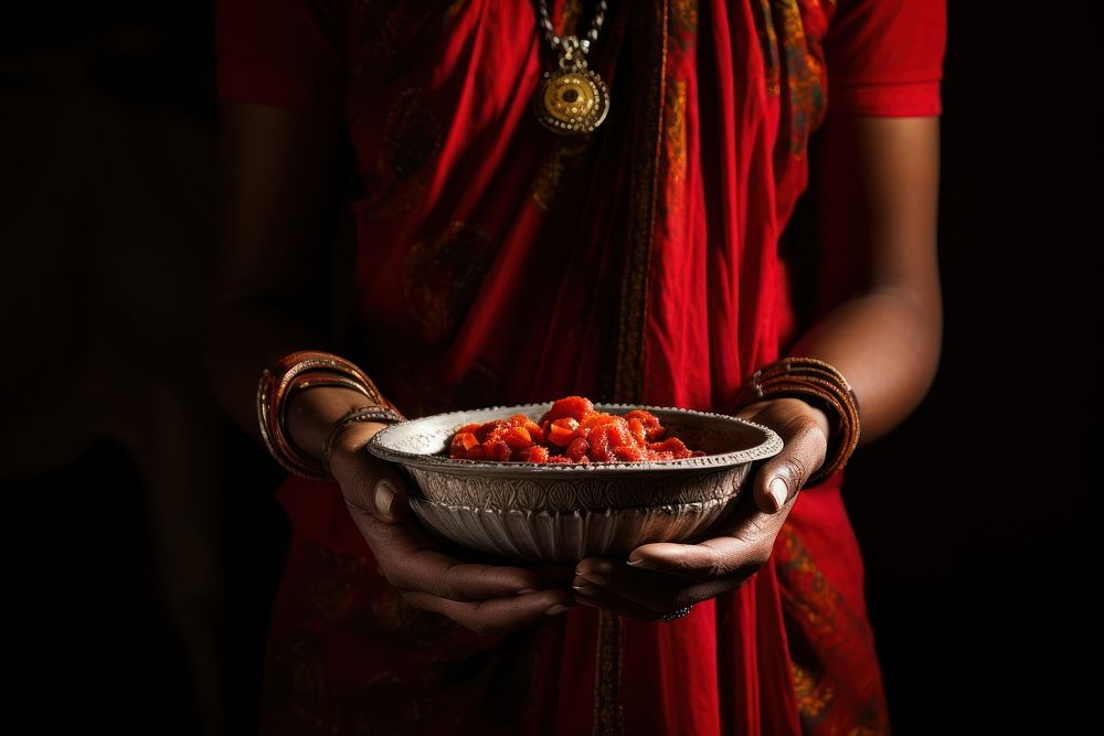 Bowl holding adult woman. 