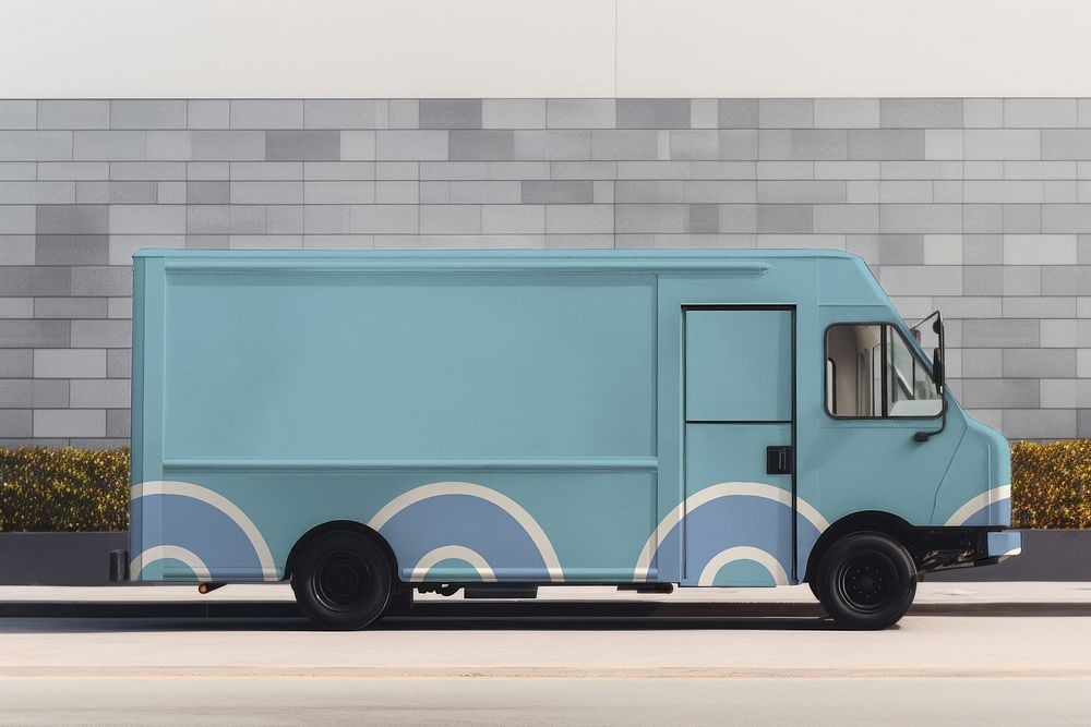 Blue food truck with design space