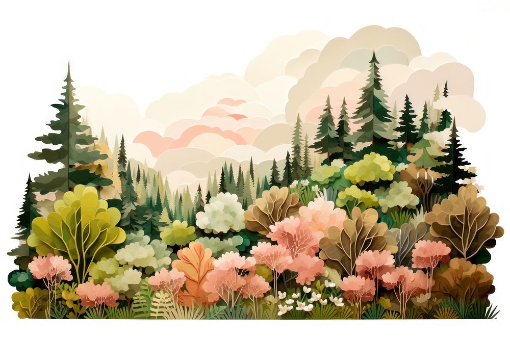 Outdoors painting nature forest. AI generated Image by rawpixel.
