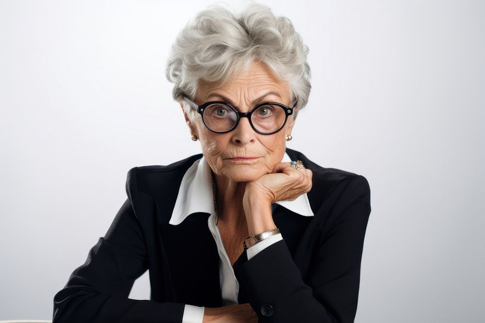 Europe old business woman portrait serious worried. AI generated Image by rawpixel.