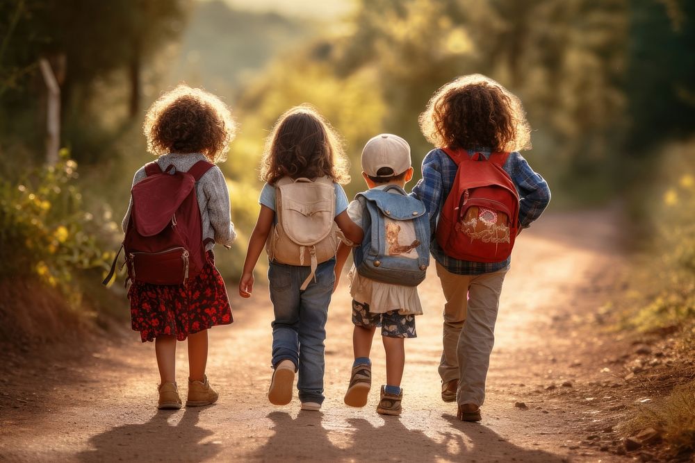 Walking child togetherness friendship. AI generated Image by rawpixel.