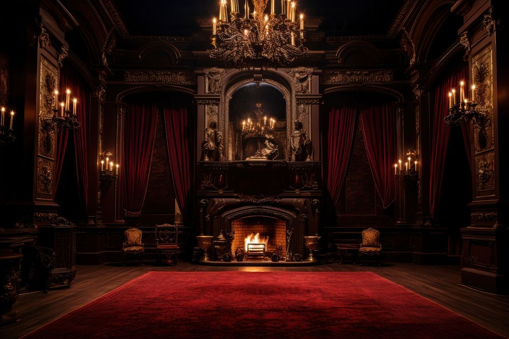 Large room fireplace architecture chandelier | Premium Photo - rawpixel