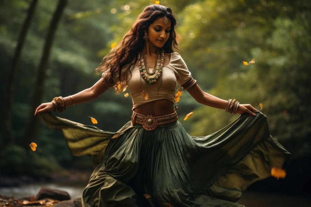 Indian dances dancing forest adult. AI generated Image by rawpixel.