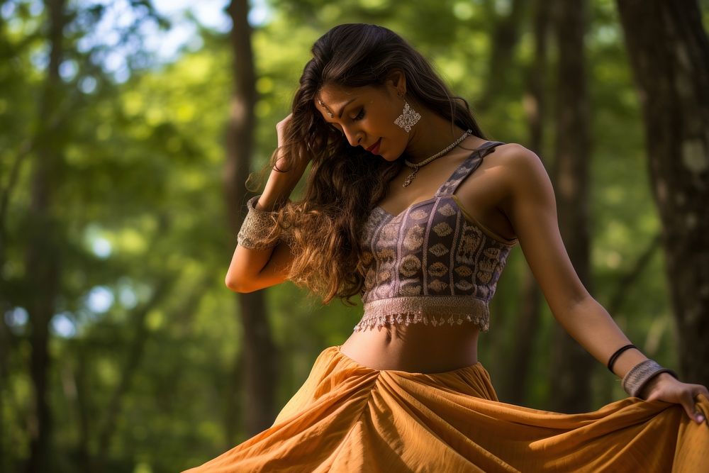 Indian dances forest adult woman. AI generated Image by rawpixel.