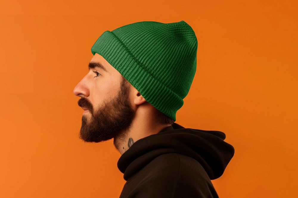 Men's beanies mockup, fashion design psd