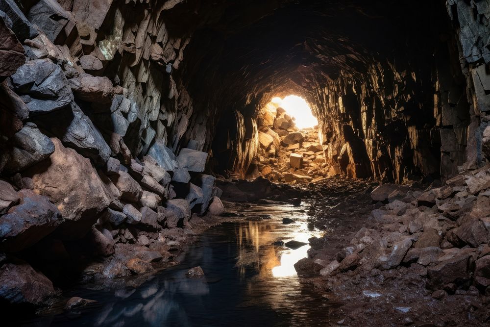 Cavern outdoors nature tunnel. AI generated Image by rawpixel.