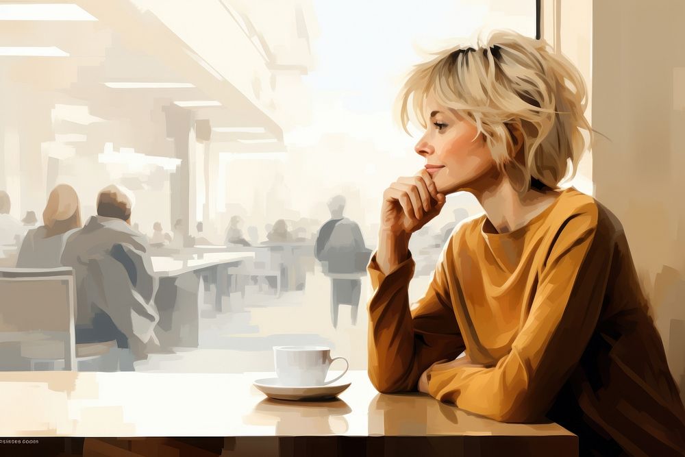 Middle aged woman restaurant adult cafe. AI generated Image by rawpixel.