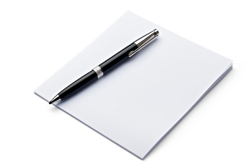 Office stationary pen white white background correspondence. AI generated Image by rawpixel.