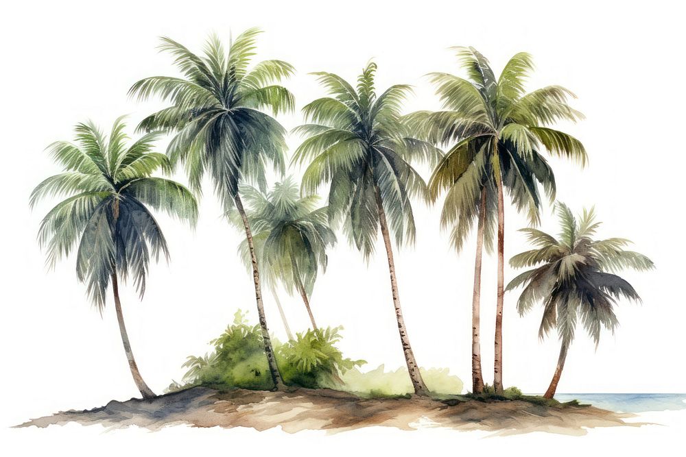 Palm trees painting outdoors nature plant. AI generated Image by rawpixel.