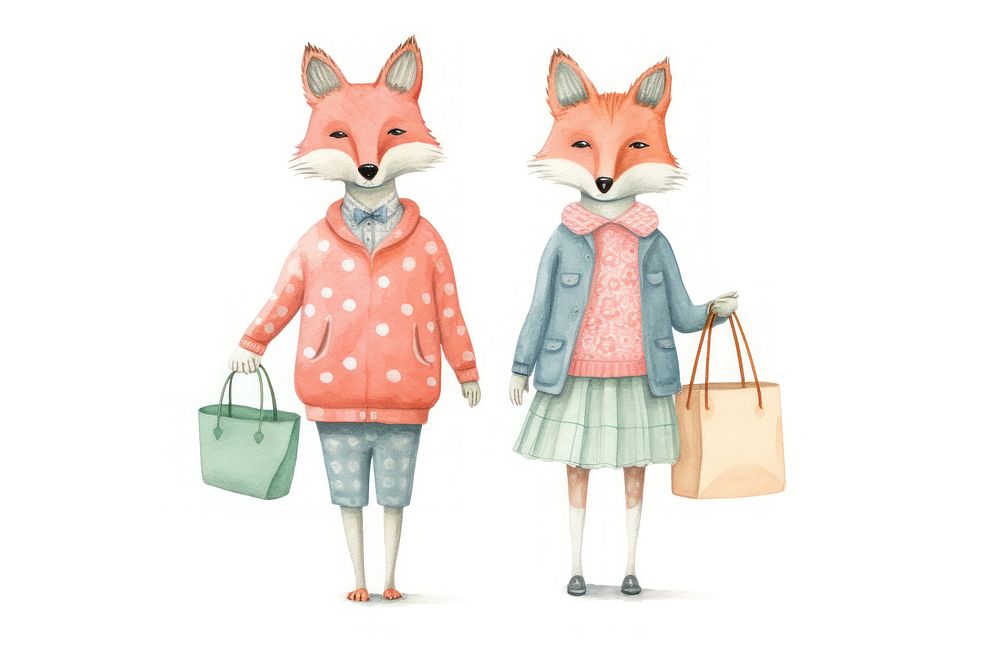 Shopping drawing handbag fox. AI generated Image by rawpixel.