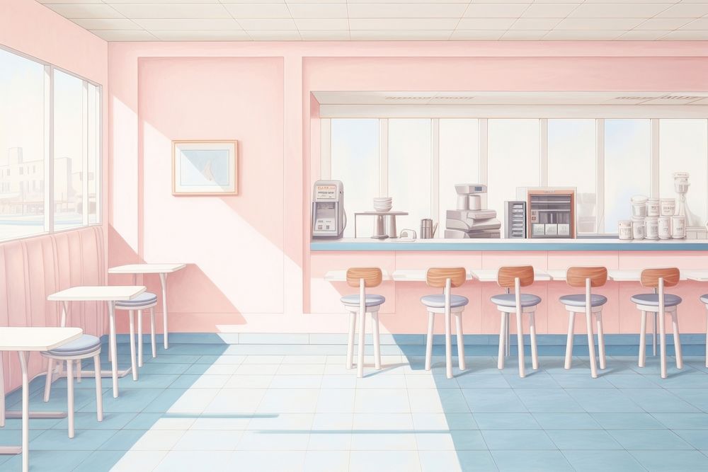 Cafe restaurant furniture cafeteria. AI generated Image by rawpixel.