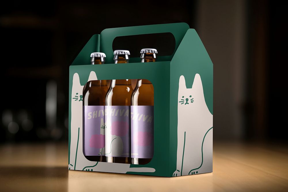 Beer bottle mockup, drink packaging psd