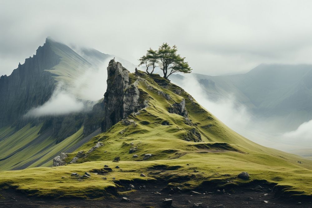 Mountain landscape wilderness grassland. AI generated Image by rawpixel.
