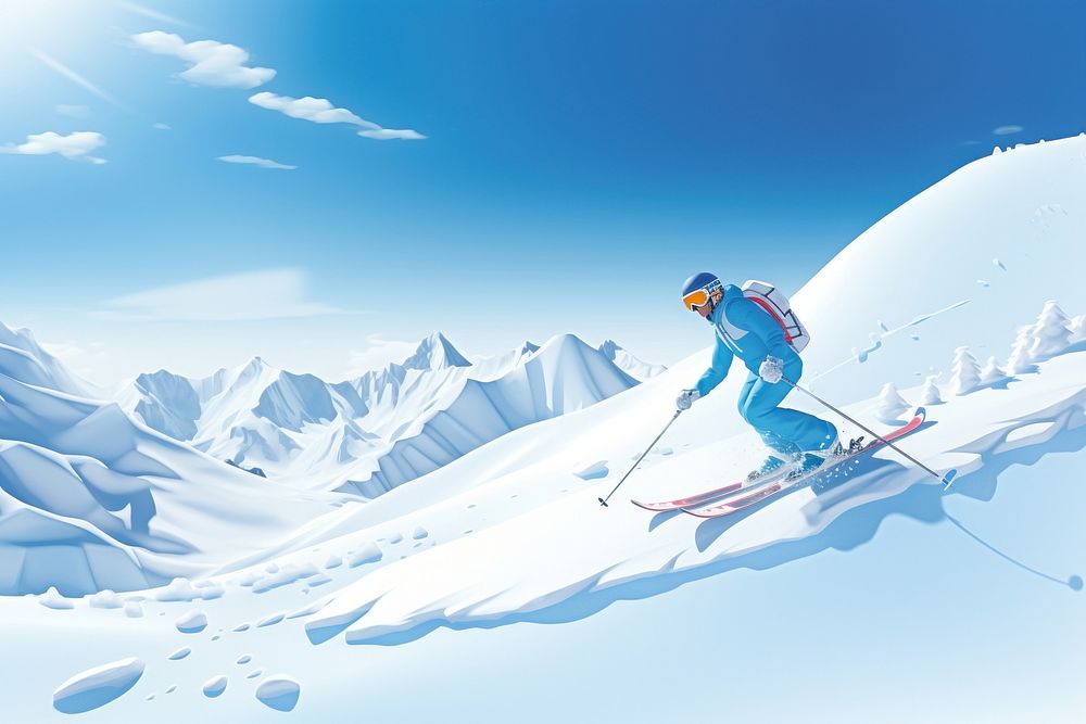 Outdoors skiing recreation sports. AI generated Image by rawpixel.