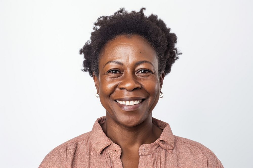 Smiling middle aged african woman portrait smiling adult. AI generated Image by rawpixel.