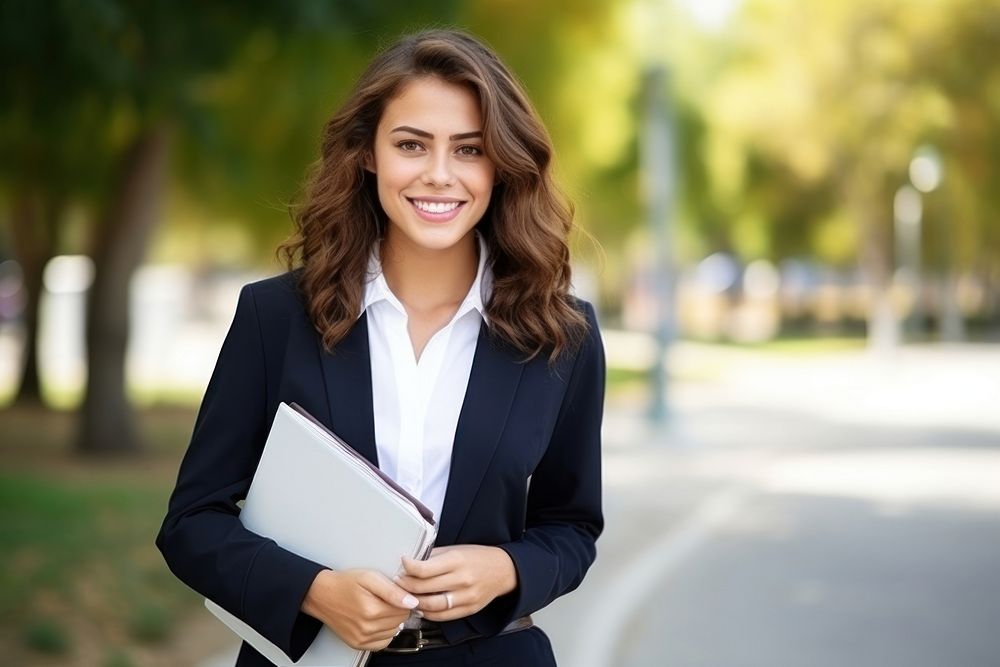 Smiling young American business woman smiling adult smile. AI generated Image by rawpixel.