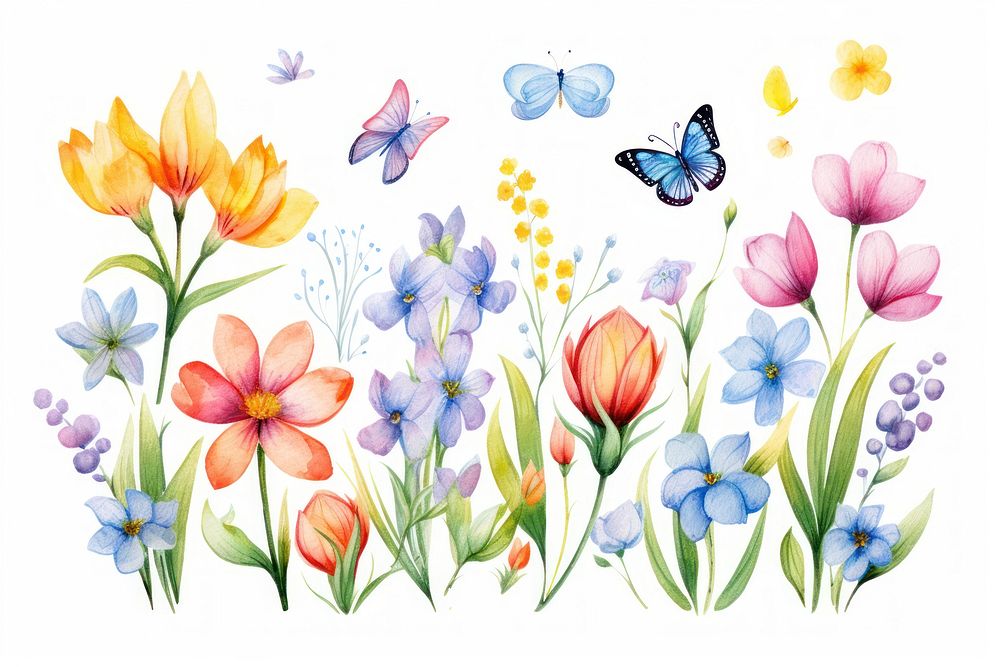 Spring clipart pattern flower plant. AI generated Image by rawpixel.