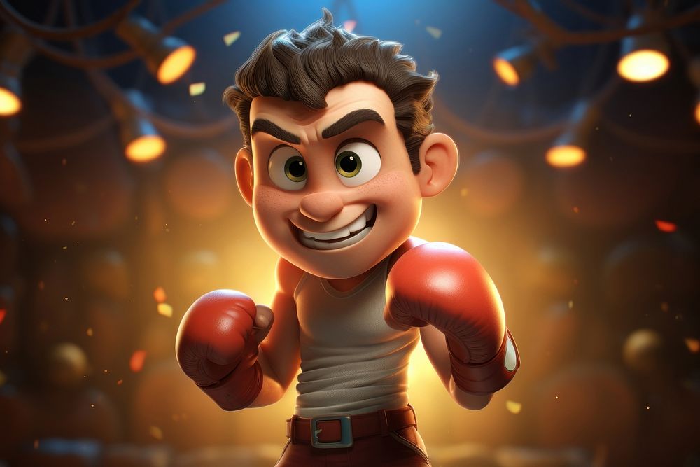 Boxer cartoon representation illuminated. AI generated Image by rawpixel.