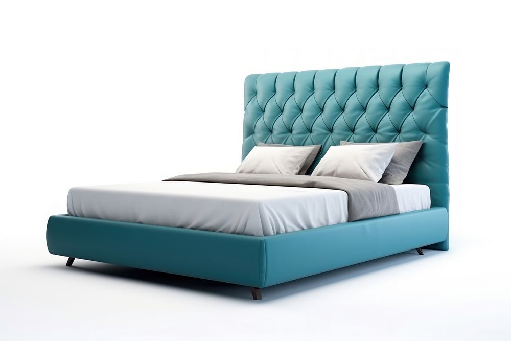 Double bed furniture bedroom blue. AI generated Image by rawpixel.