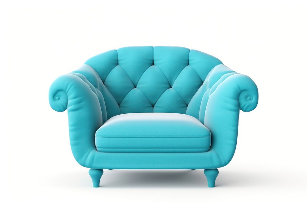 Blue armchair furniture white background comfortable. AI generated Image by rawpixel.