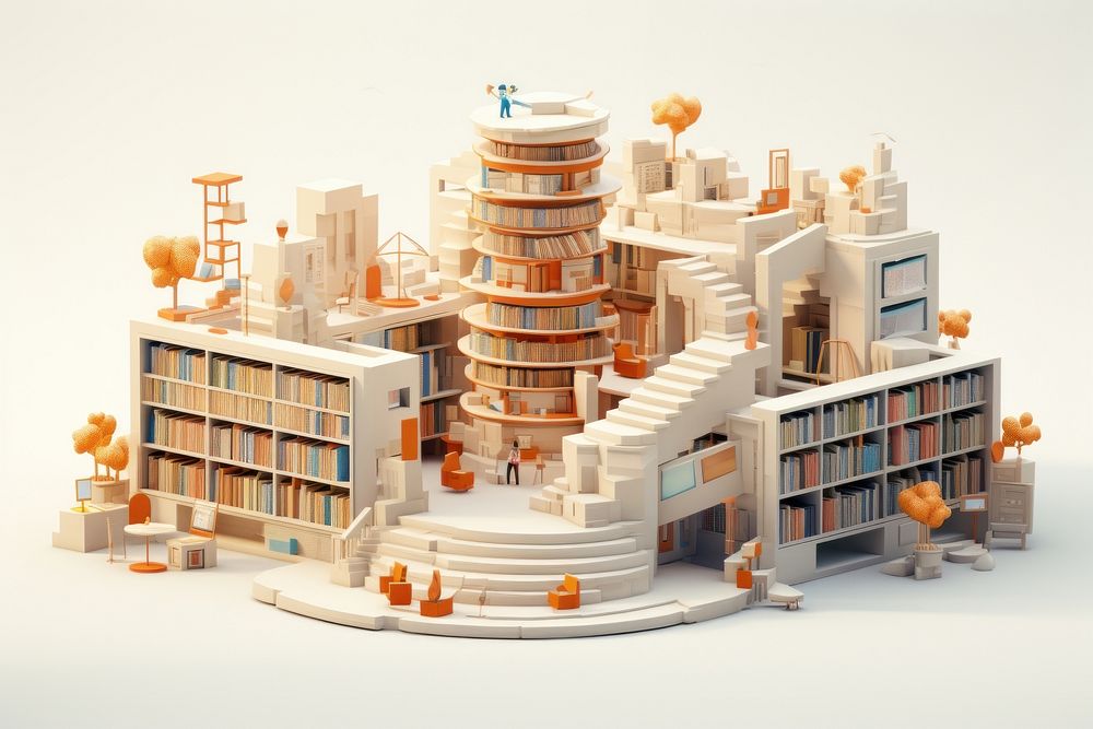 Libraty architecture publication building. AI generated Image by rawpixel.