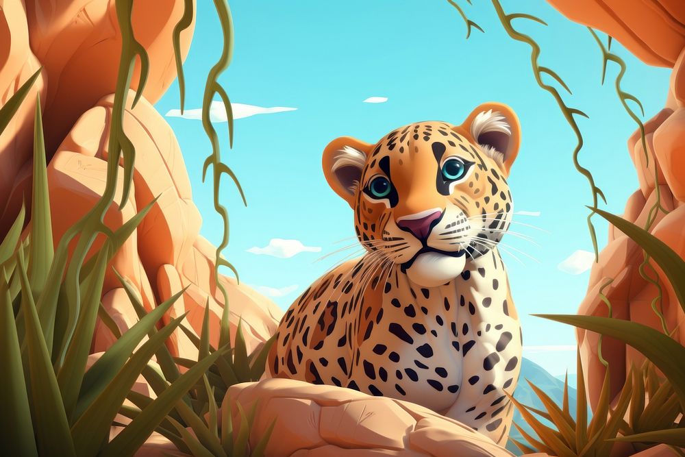 Leopard wildlife outdoors cartoon. 