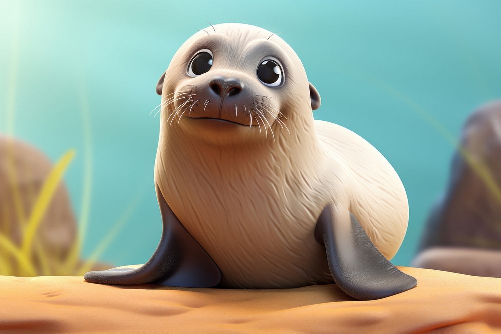 Seal wildlife cartoon animal. 