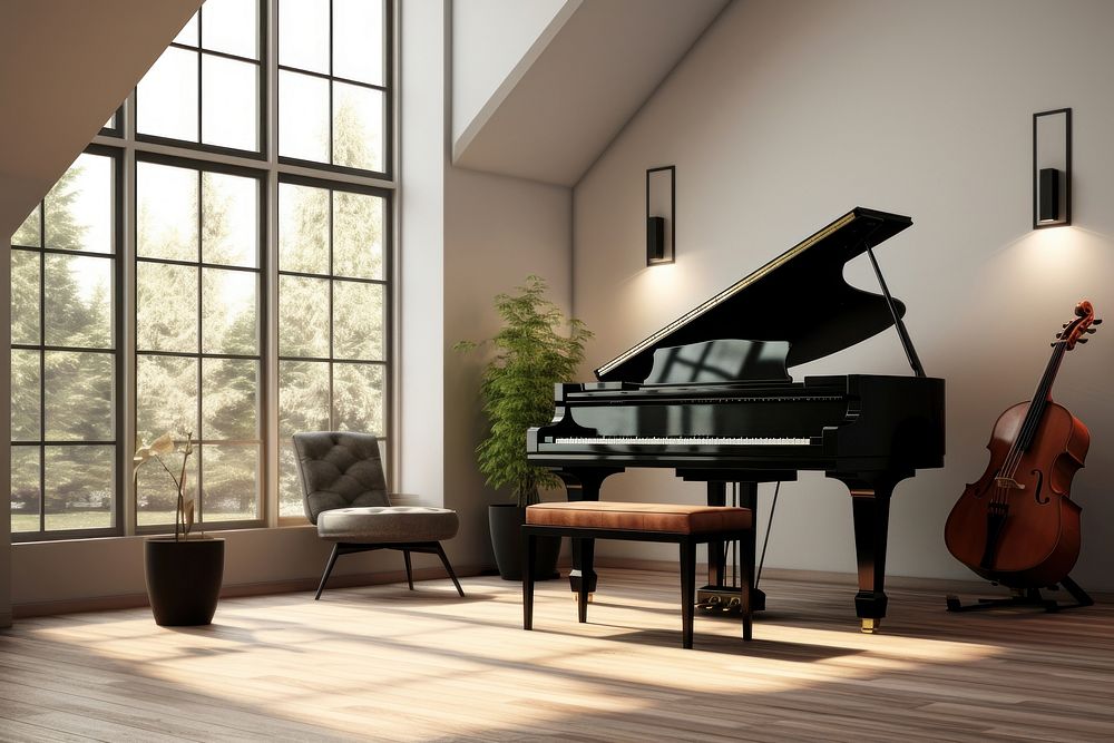 Music room keyboard piano chair. AI generated Image by rawpixel.