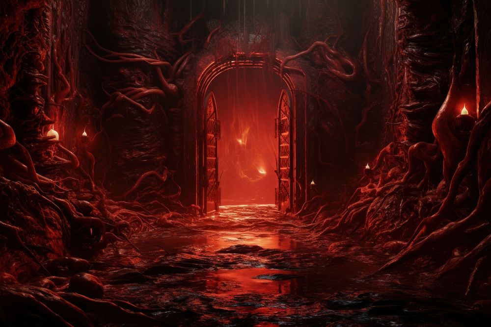 Hell illuminated fireplace darkness. AI generated Image by rawpixel.