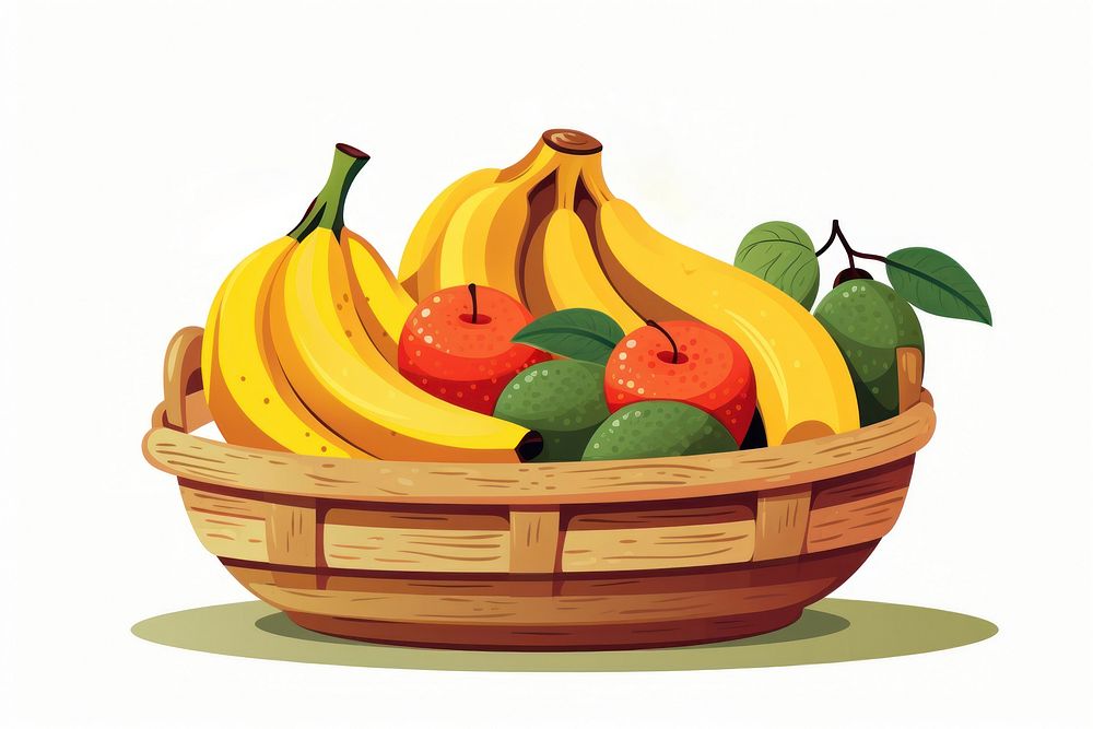 Fruit basket cartoon banana plant. AI generated Image by rawpixel.