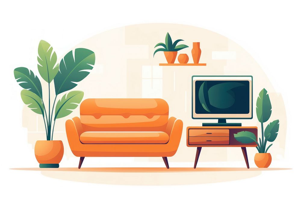 Living room interior comfortable television furniture. AI generated Image by rawpixel.
