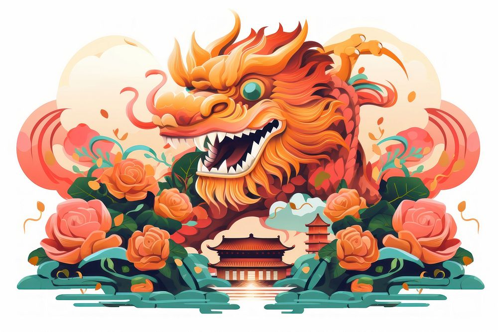Chinesenewyear dragon representation celebration. AI generated Image by rawpixel.