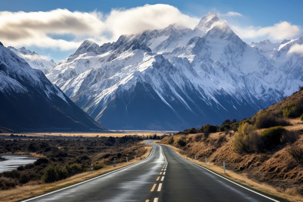 Mountain road landscape outdoors. AI generated Image by rawpixel.