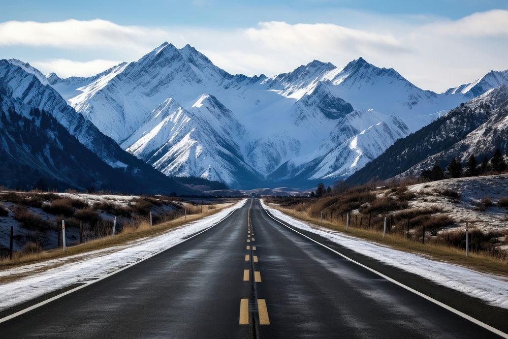 Road outdoors mountain highway. AI generated Image by rawpixel.
