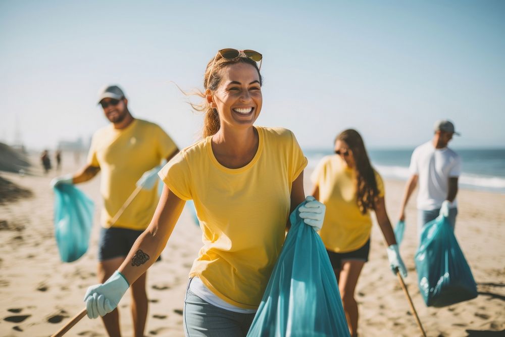 Volunteers beach adult happy. AI generated Image by rawpixel.