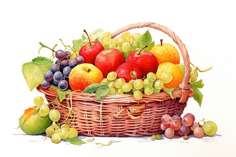 Fruit basket grapes plant food. AI generated Image by rawpixel.