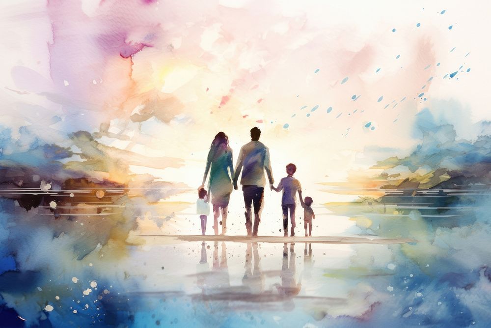 Family outdoors walking family. AI generated Image by rawpixel.
